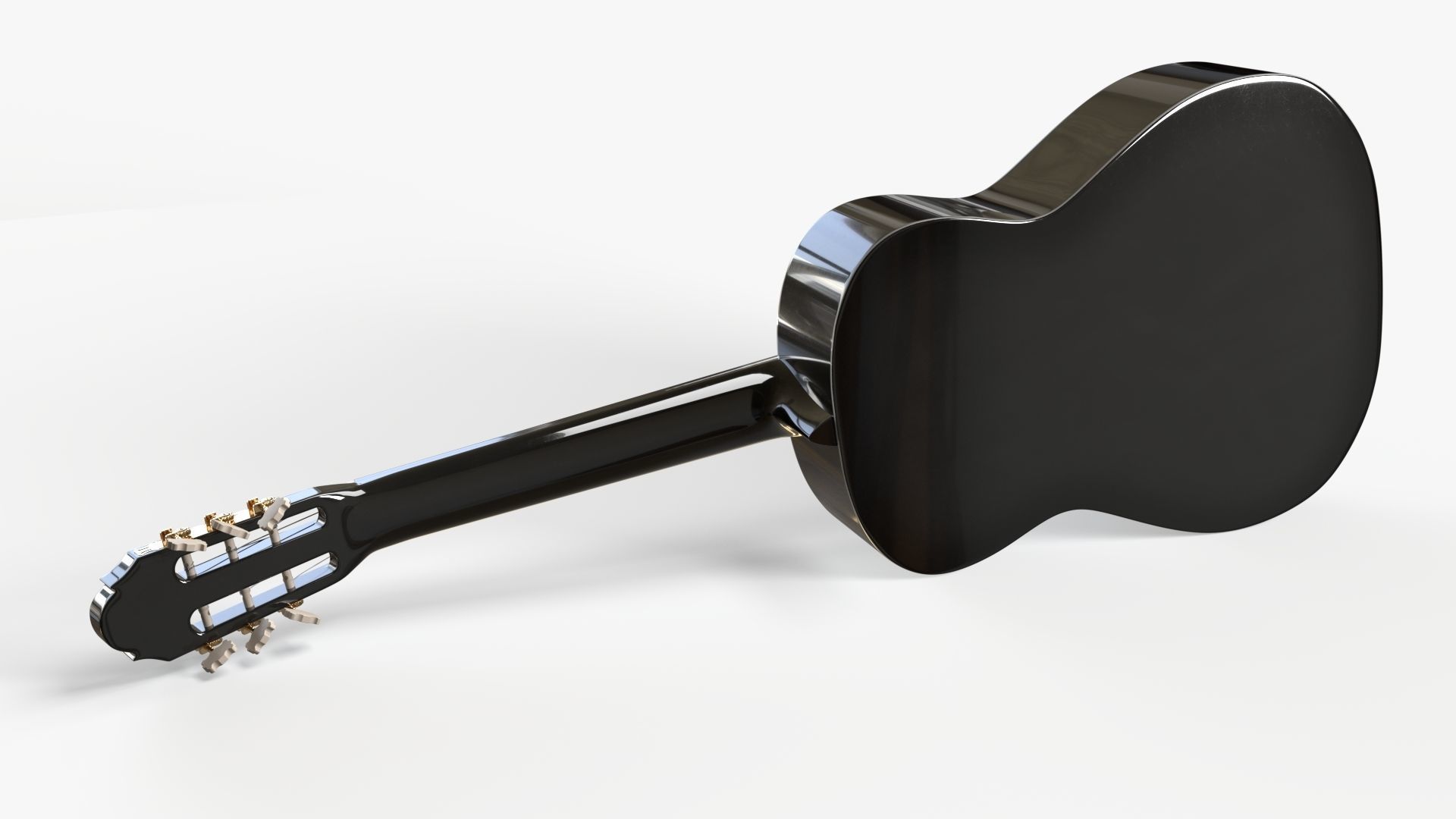 Black Acoustic Guitar 3D model_4