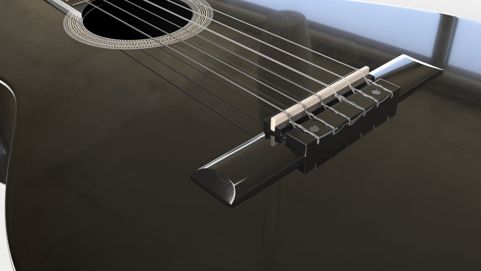 Black Acoustic Guitar 3D model_2