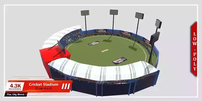Low-poly Cricket Stadium