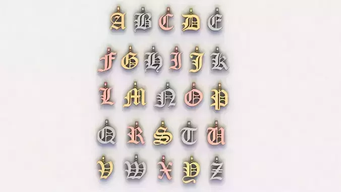 Alphabet Letter Pendants Old English