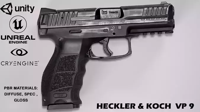 Handgun Heckler  Koch VP9  Low-poly 3D model