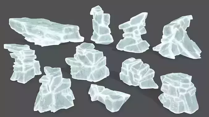 ice set block Low-poly 3D model