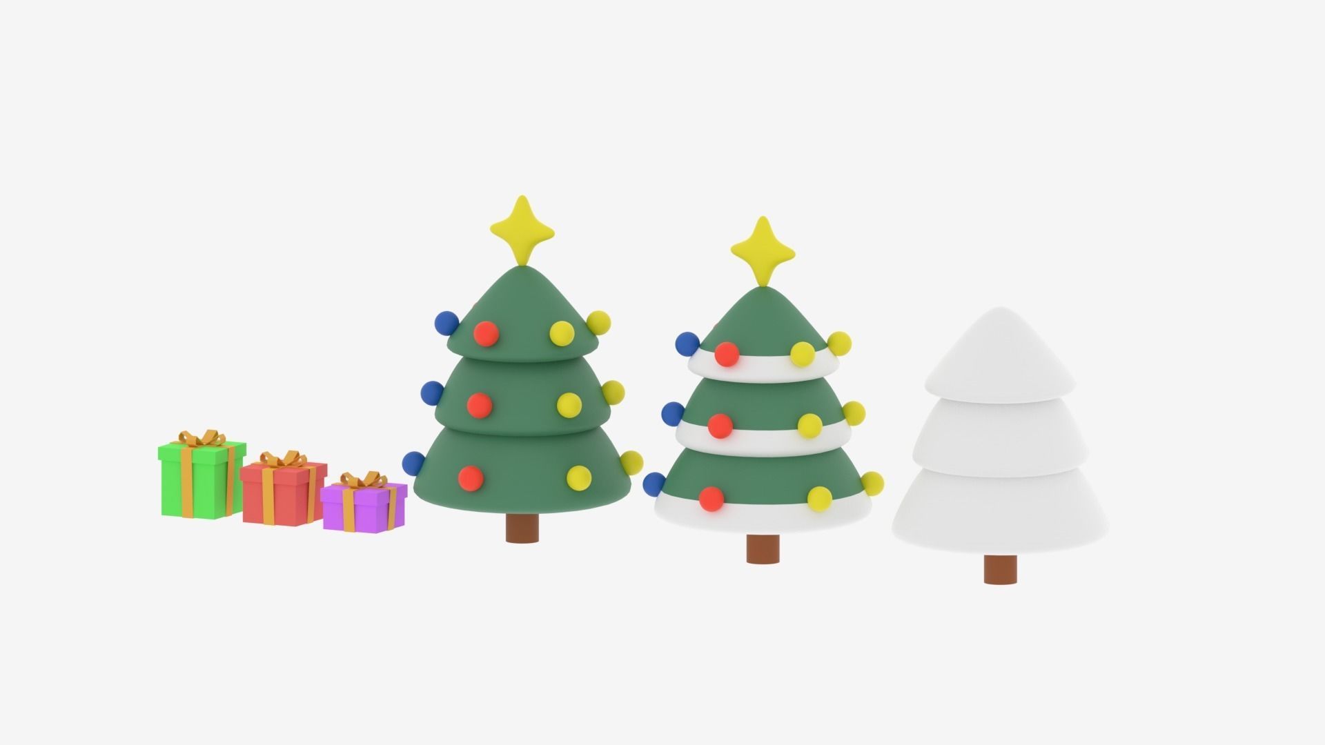 Christmas Tree and Gift Boxes Low-poly 3D model_6