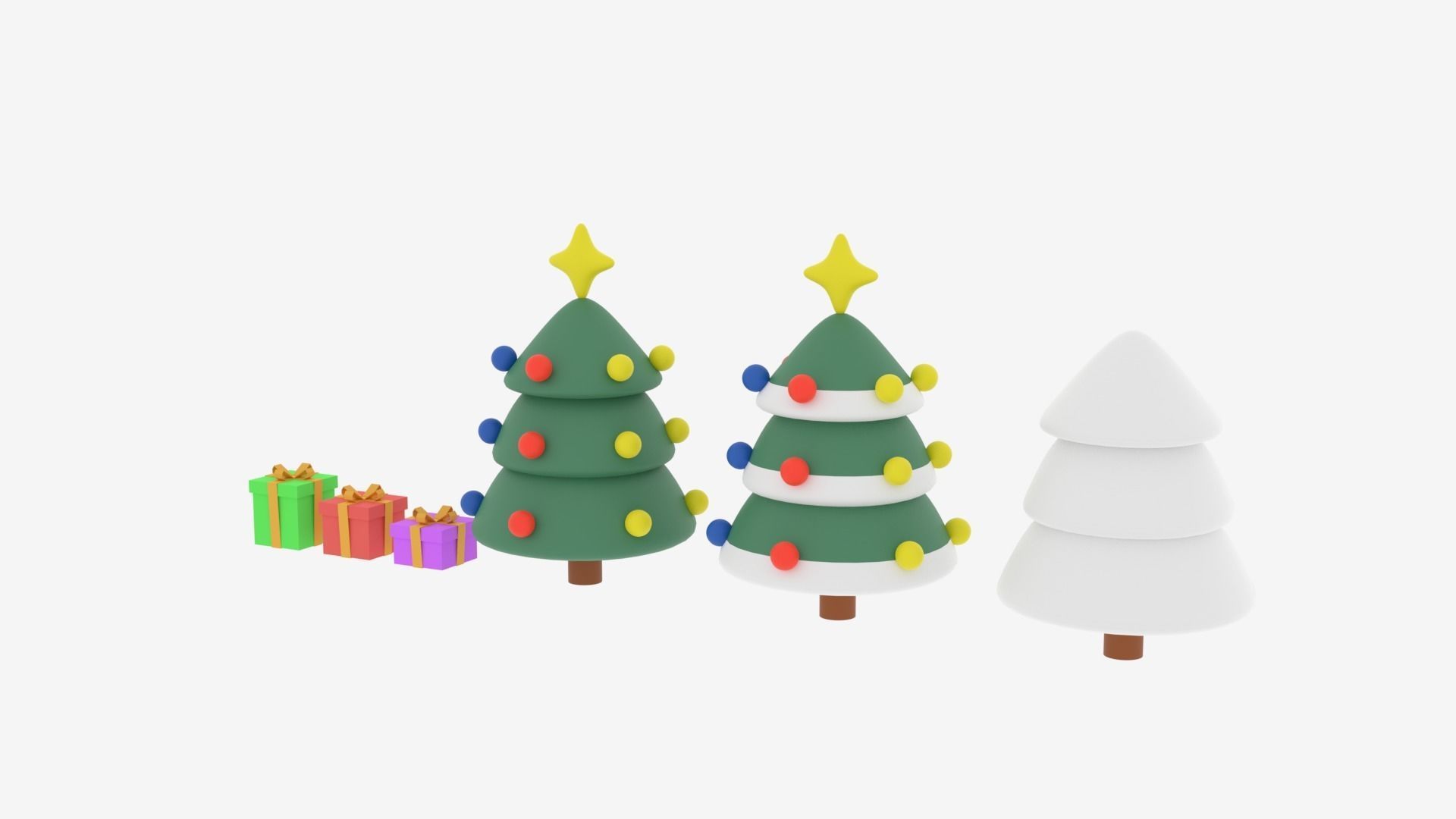 Christmas Tree and Gift Boxes Low-poly 3D model_5