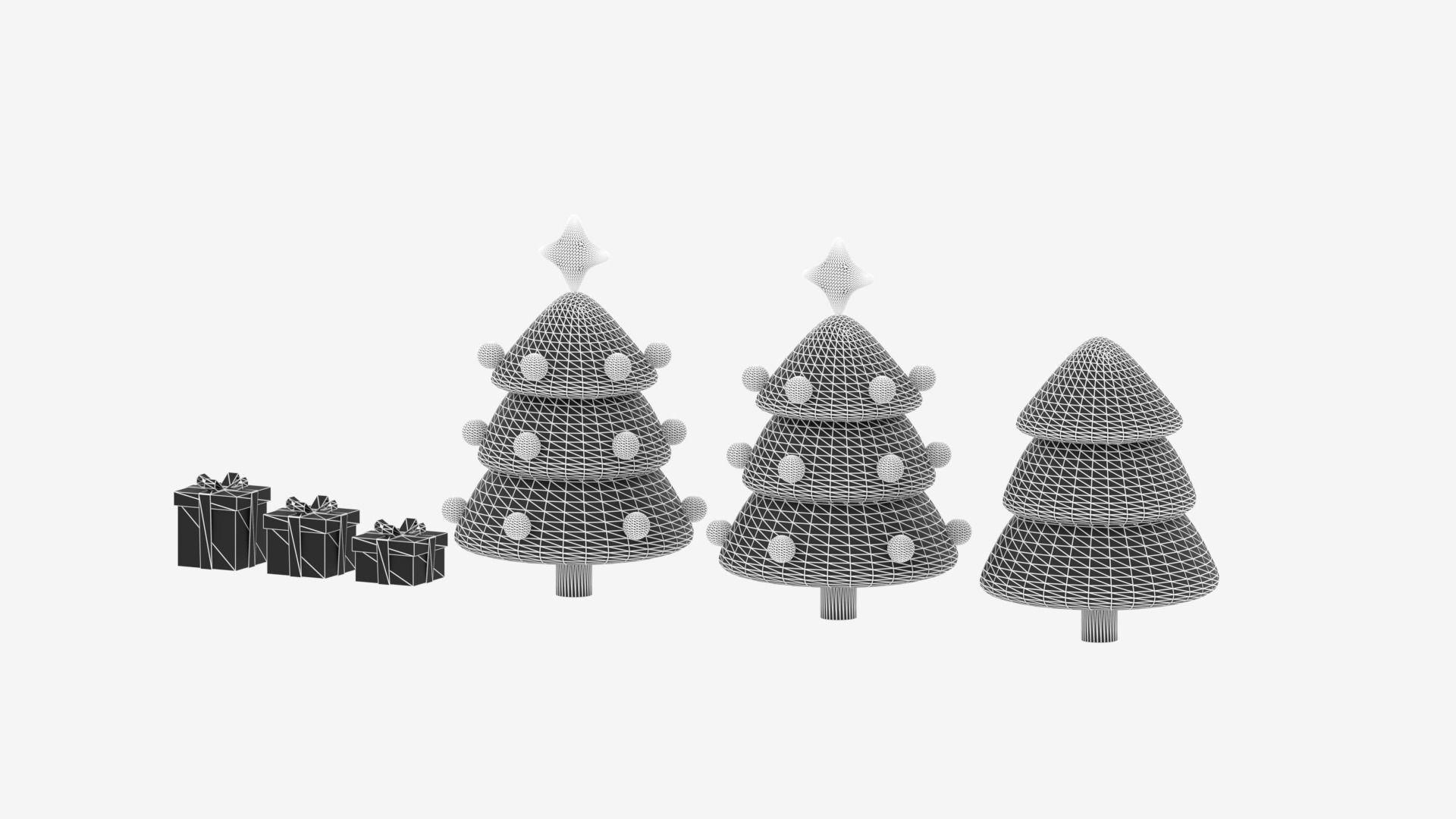 Christmas Tree and Gift Boxes Low-poly 3D model_3