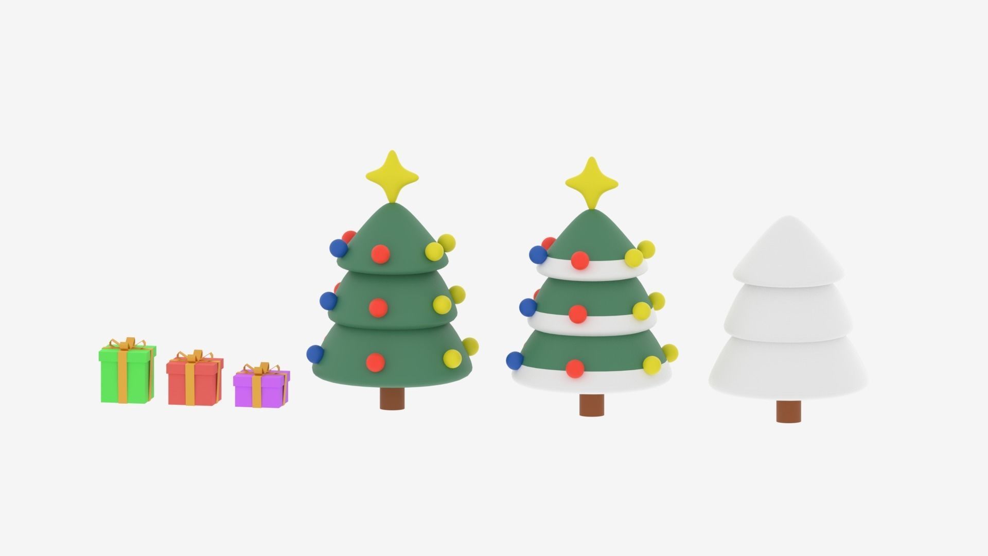Christmas Tree and Gift Boxes Low-poly 3D model_4