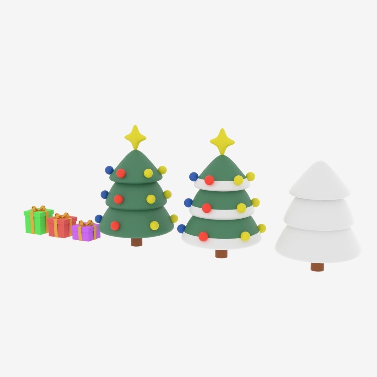 Christmas Tree and Gift Boxes Low-poly 3D model_8