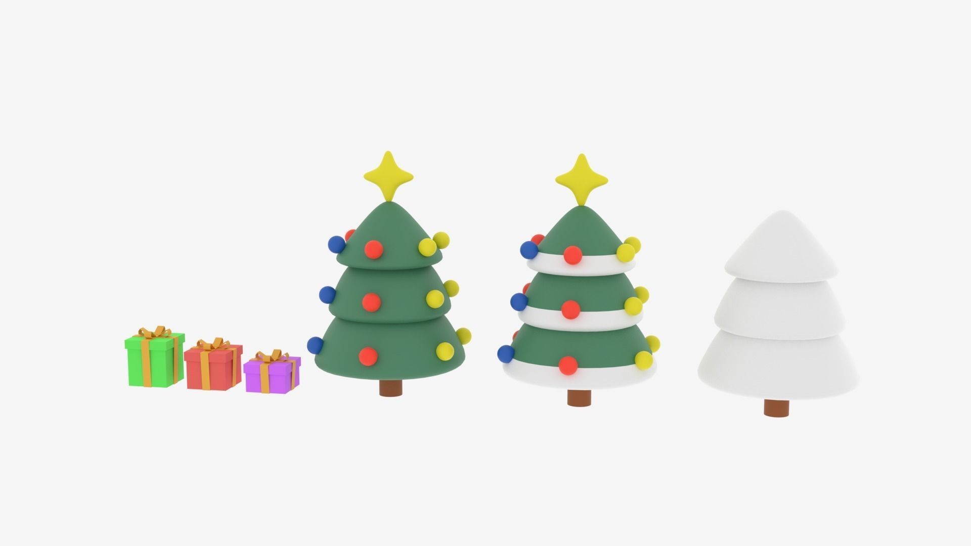 Christmas Tree and Gift Boxes Low-poly 3D model_2