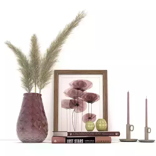 Decoration-Set-02 vase with flowers and books on table