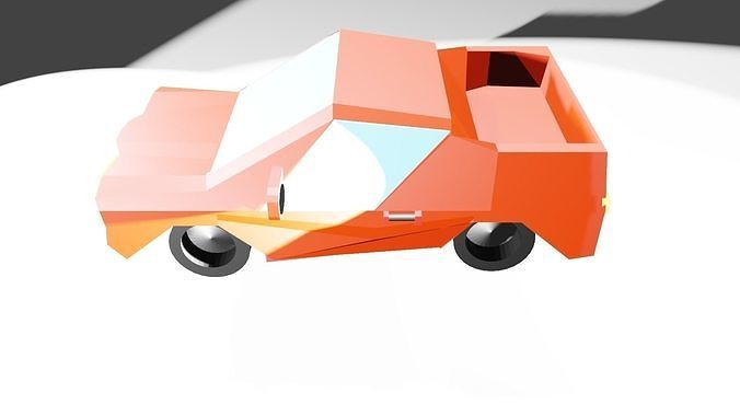 low poly cybertruck orange truck Free low-poly 3D model