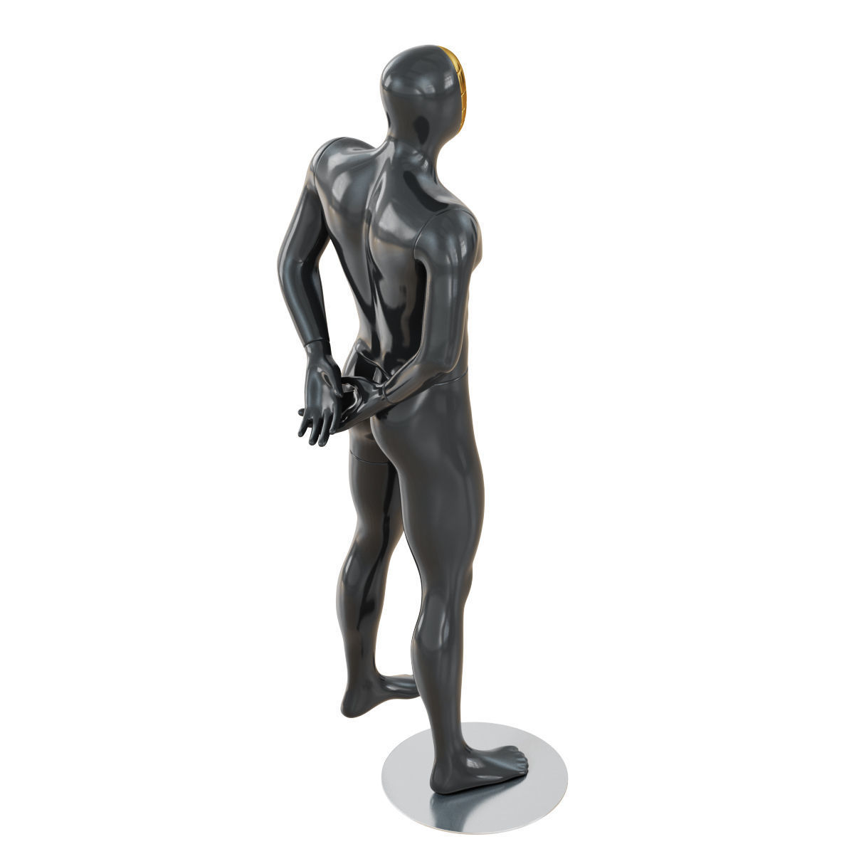 Black mannequin with gold mask 166 3D model_3