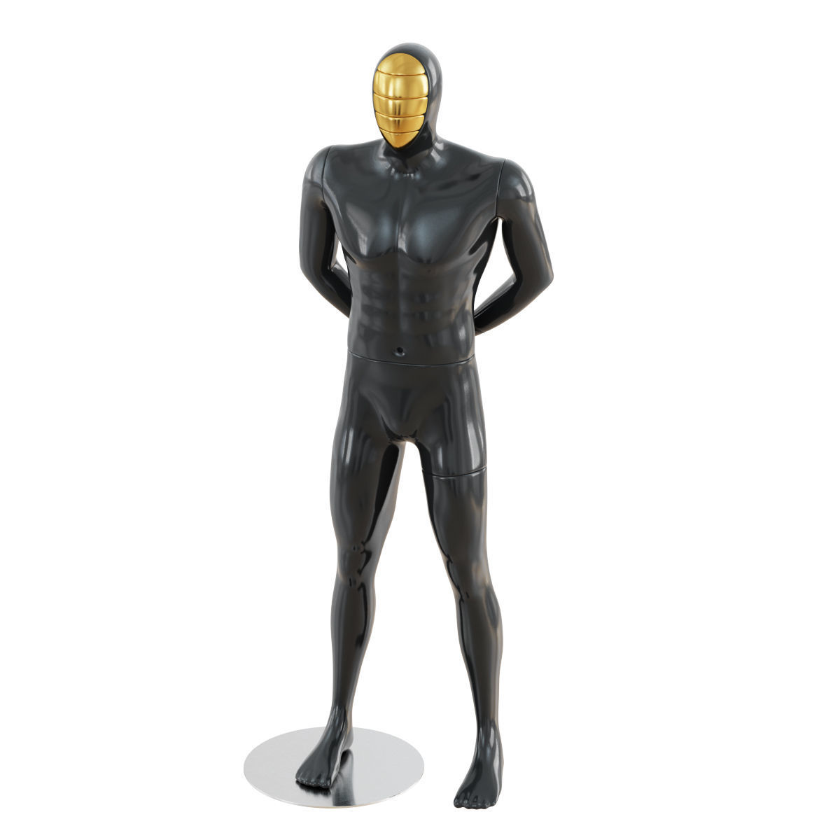 Black mannequin with gold mask 166 3D model_1