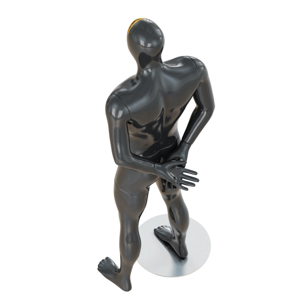 Black mannequin with gold mask 166 3D model_4