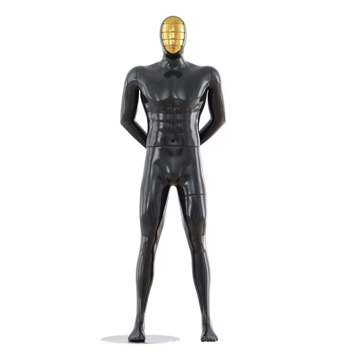 Black mannequin with gold mask 166 3D model_0