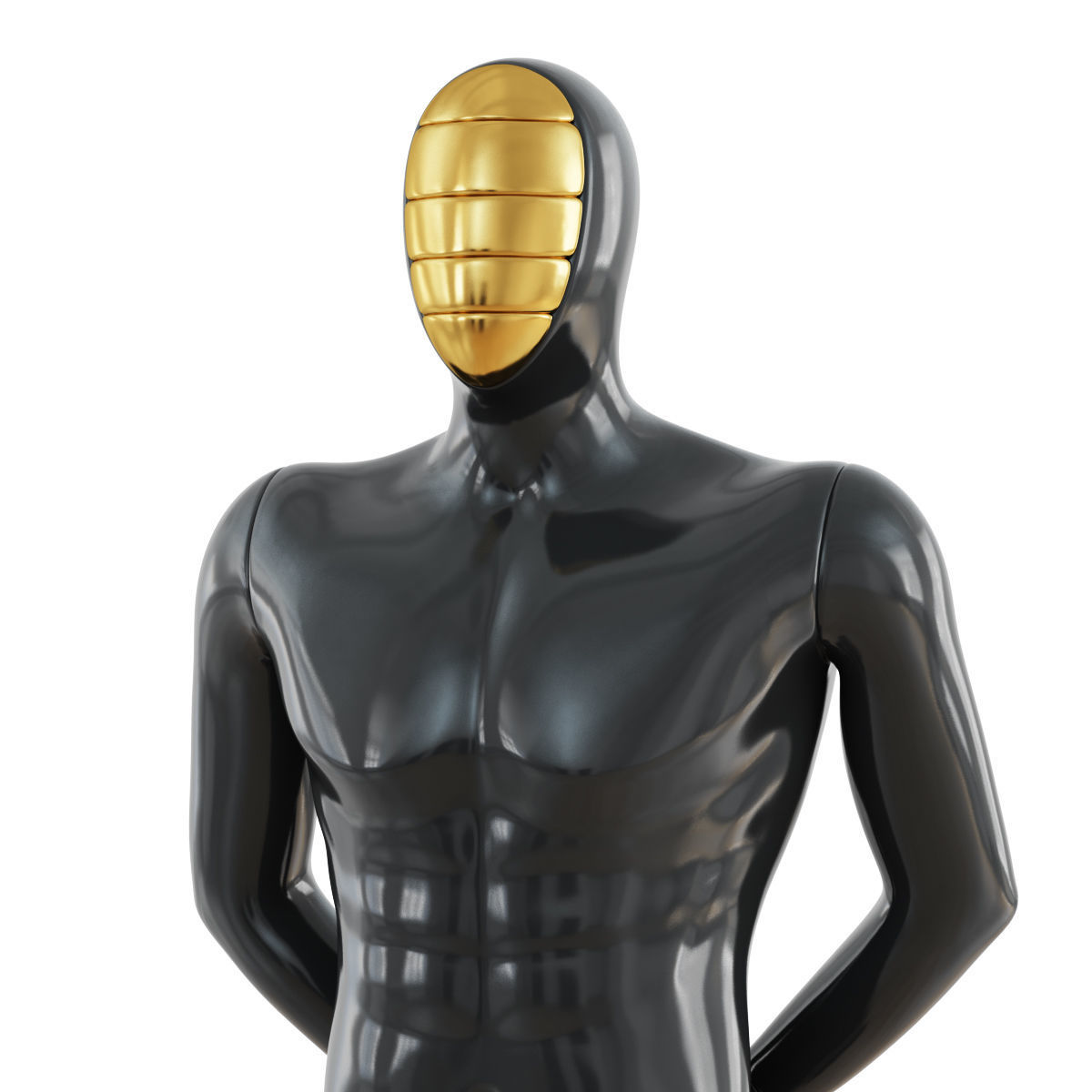 Black mannequin with gold mask 166 3D model_5