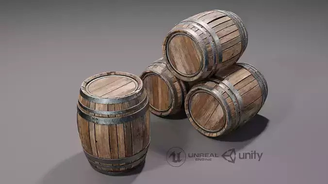 Old Barrel  Low-poly 3D model