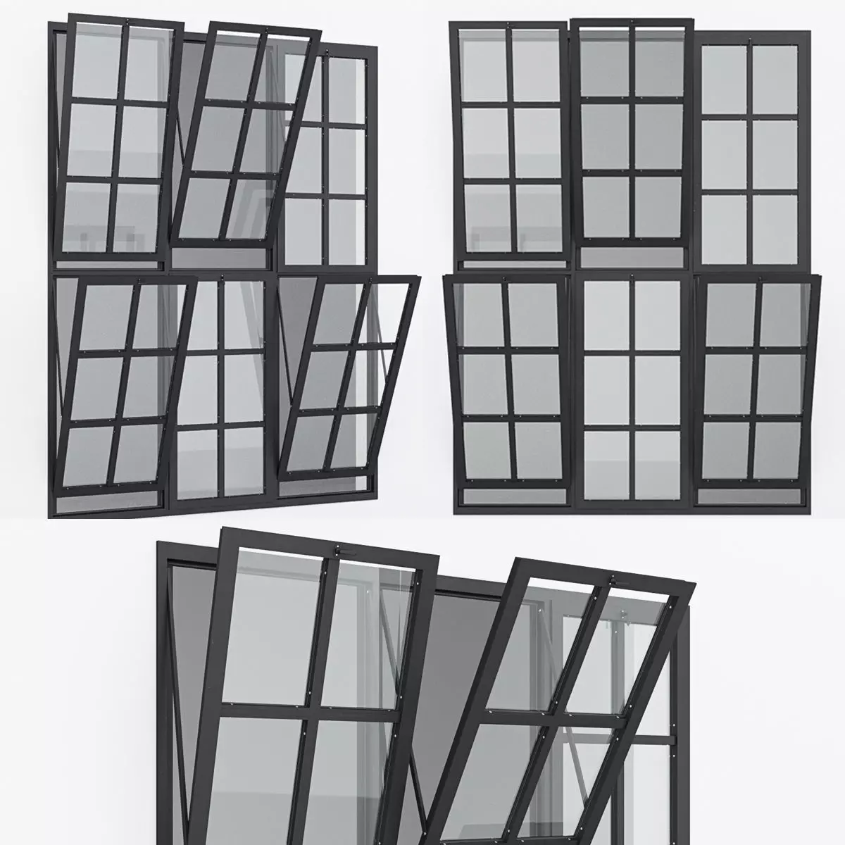 Aluminium window 12 3D model_0
