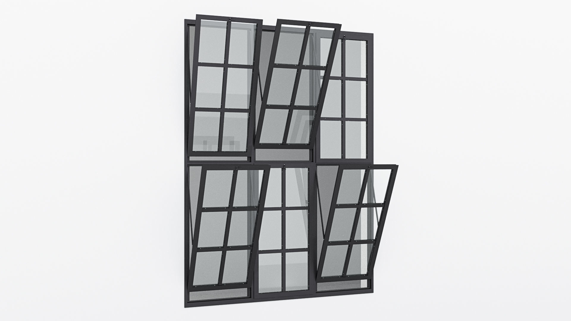 Aluminium window 12 3D model_4