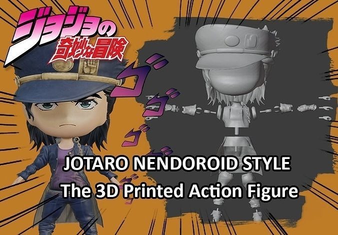 Jotaro style Nendoroid Articulated Action Figure 3D print model