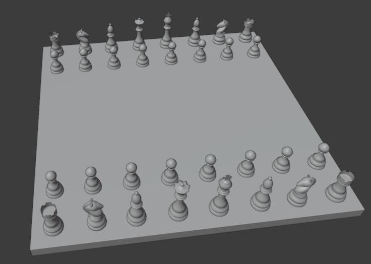 chess 3d board Low-poly 3D model_2