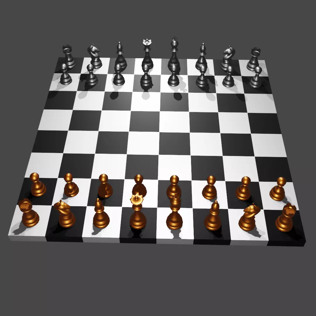 chess 3d board Low-poly 3D model_0