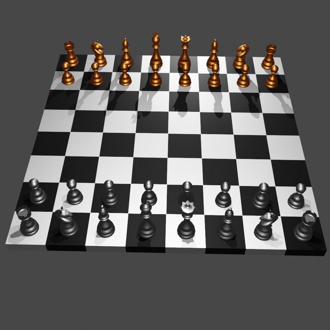 chess 3d board Low-poly 3D model_1