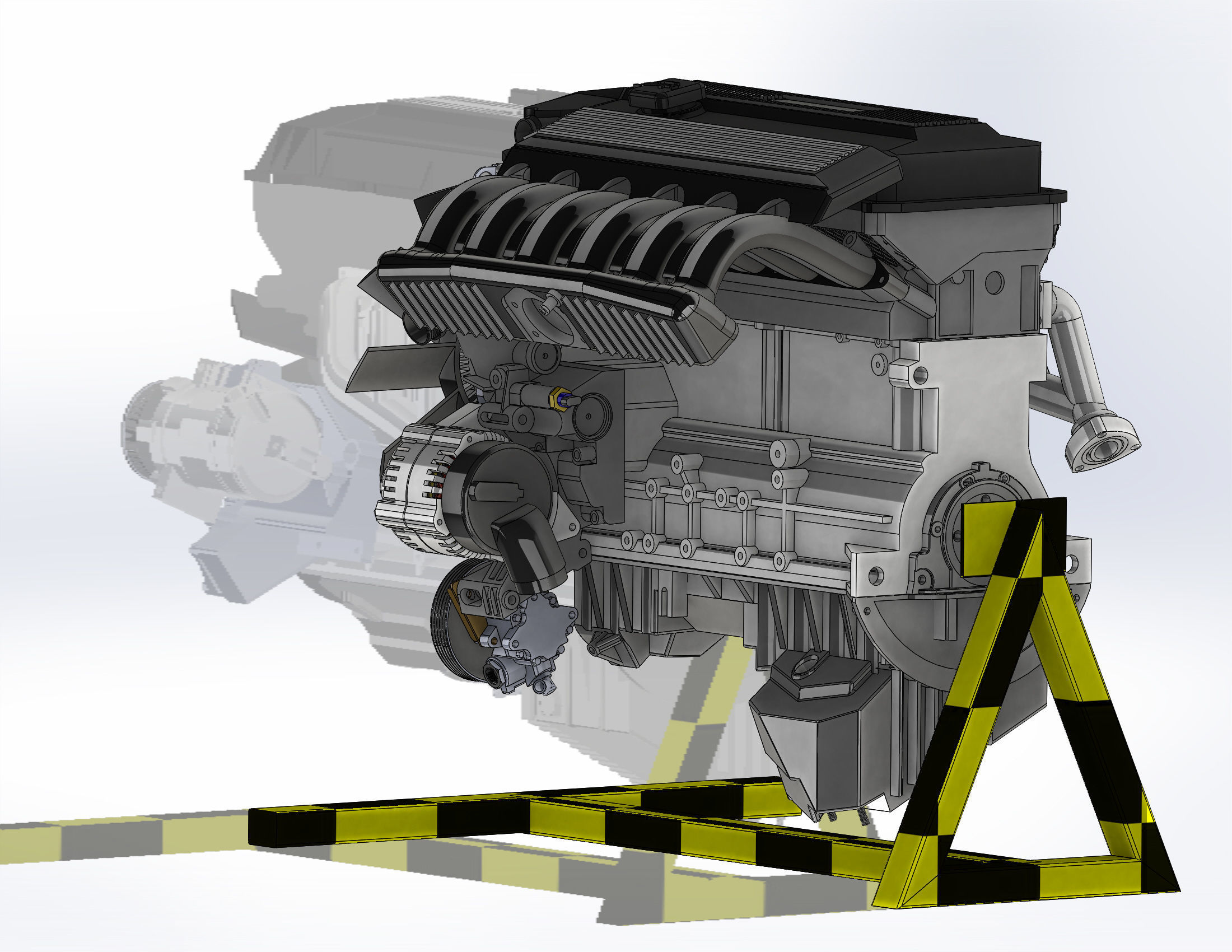Car engine M52b25 3D print model_5