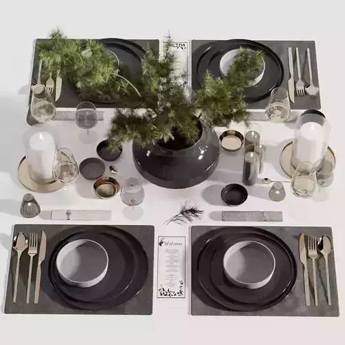 tableware set 5 christmas table setting with silverware and tree