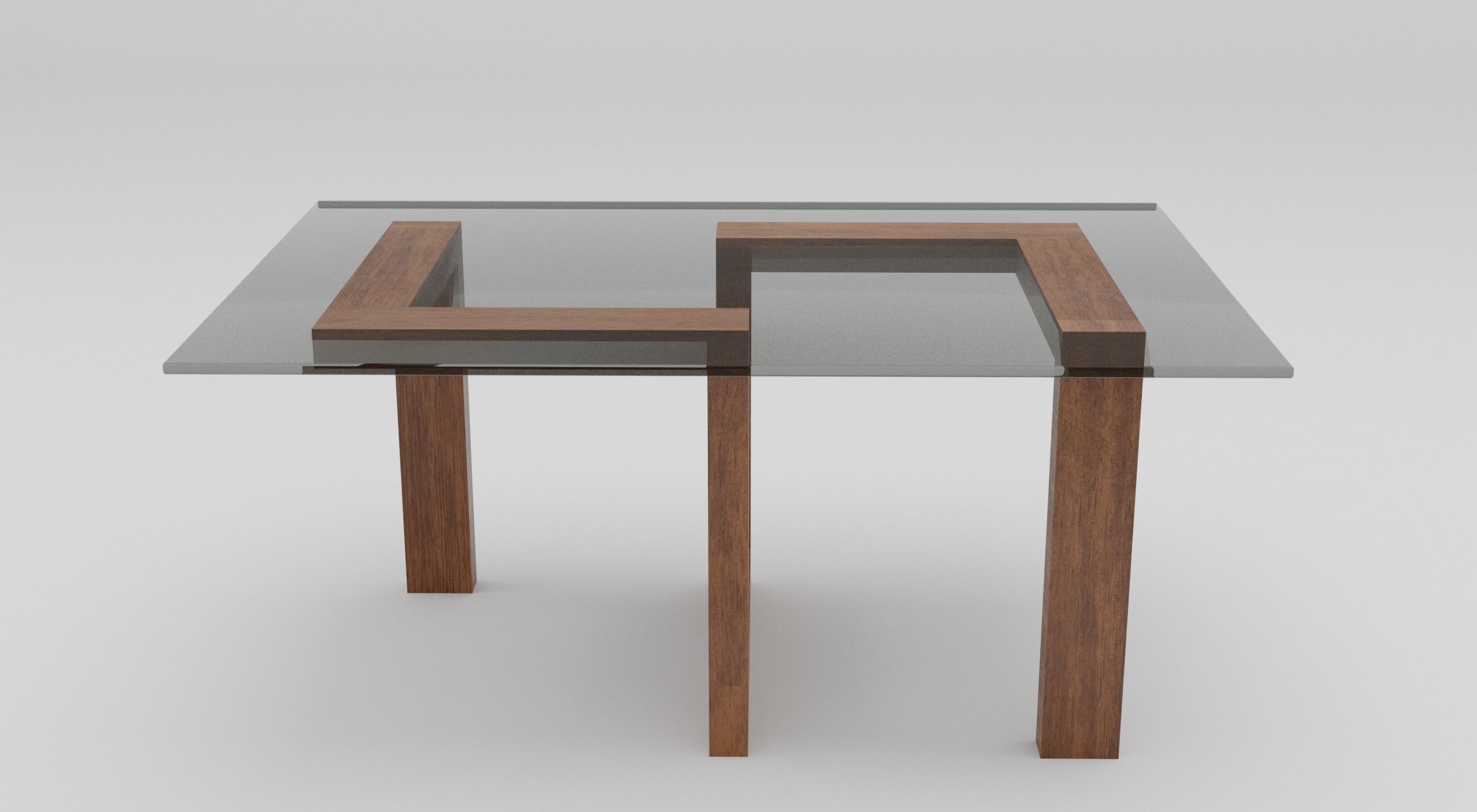 Glass Coffee Table Low-poly 3D model_2