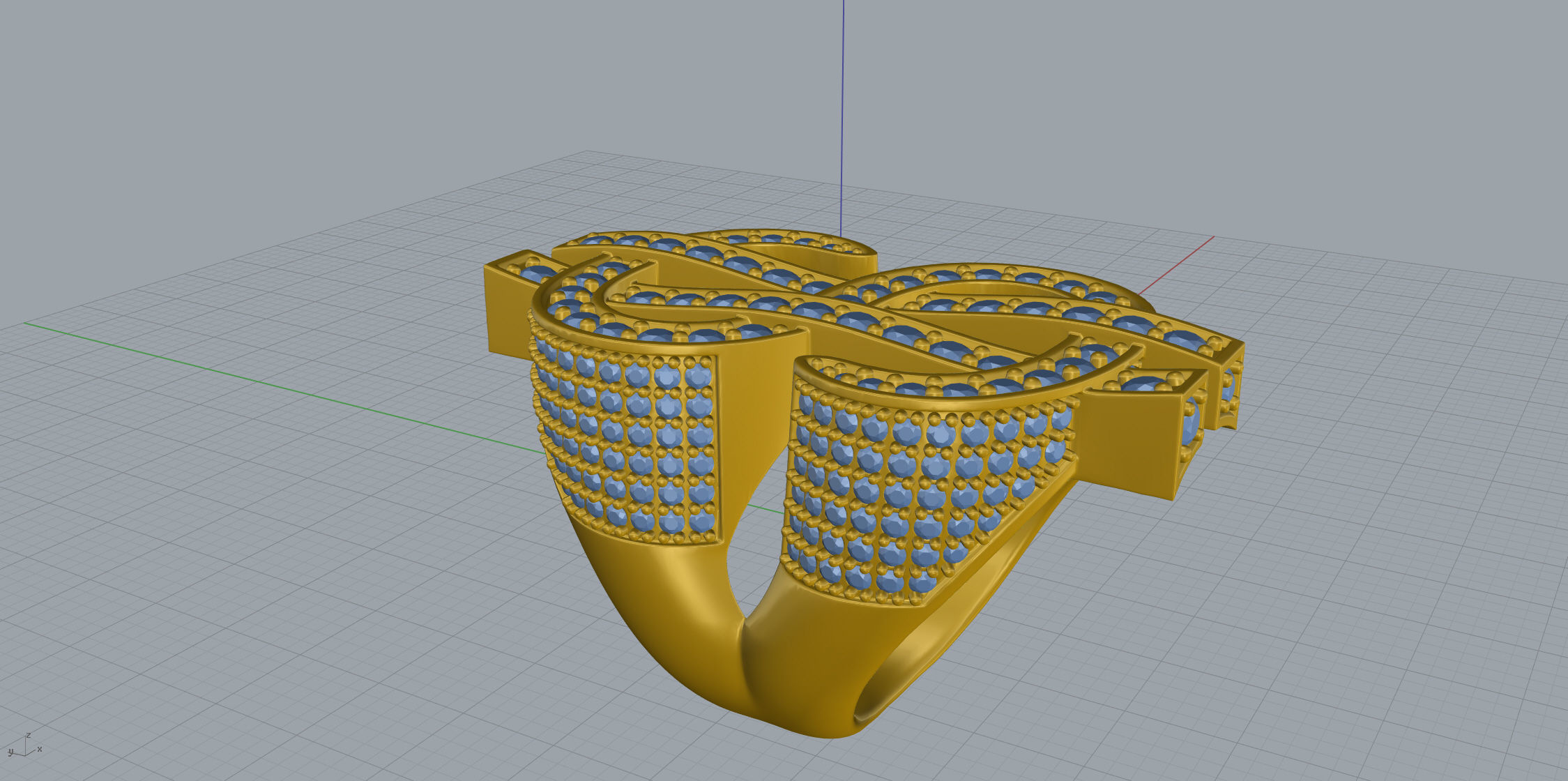 Dollar Sign Ring 3D print model_5