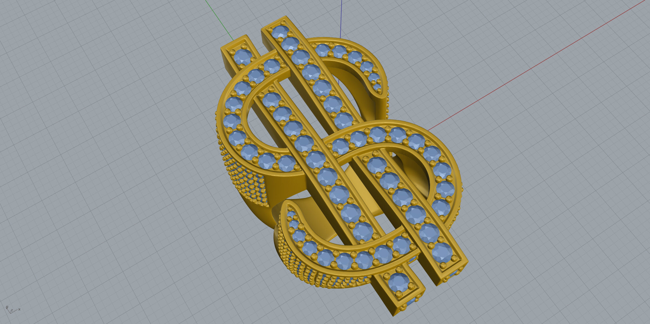 Dollar Sign Ring 3D print model_3
