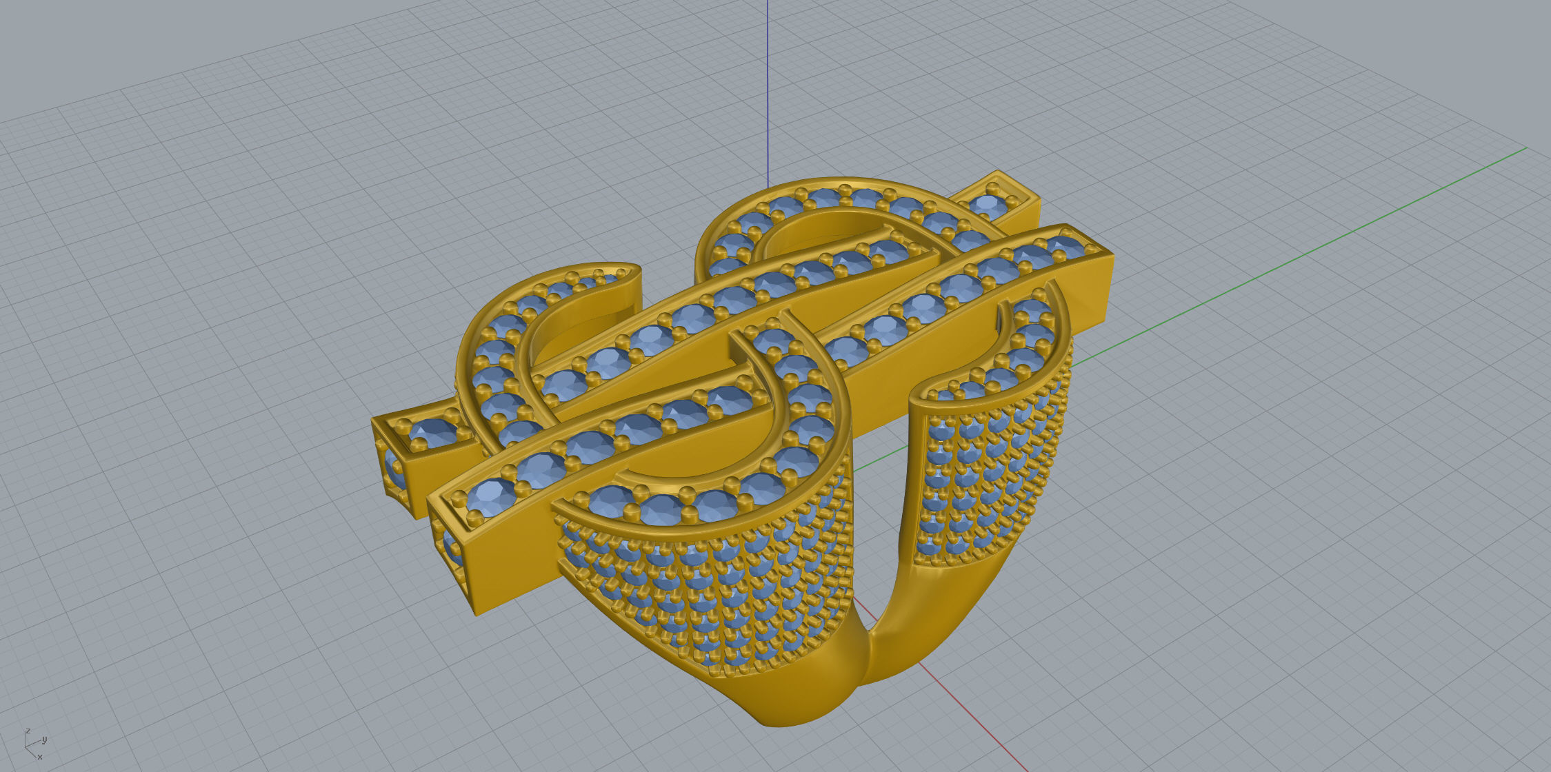 Dollar Sign Ring 3D print model_8