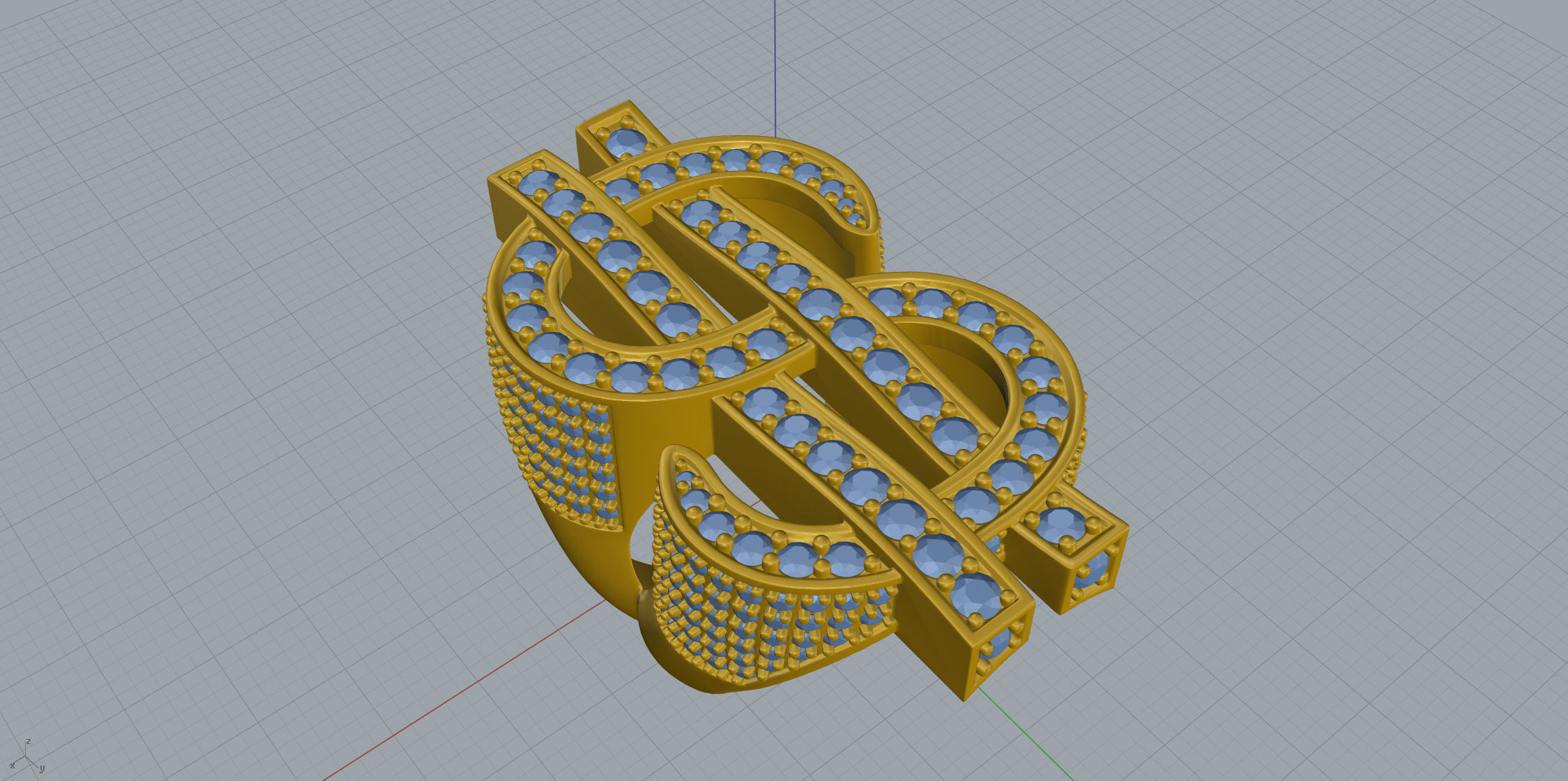 Dollar Sign Ring 3D print model_7