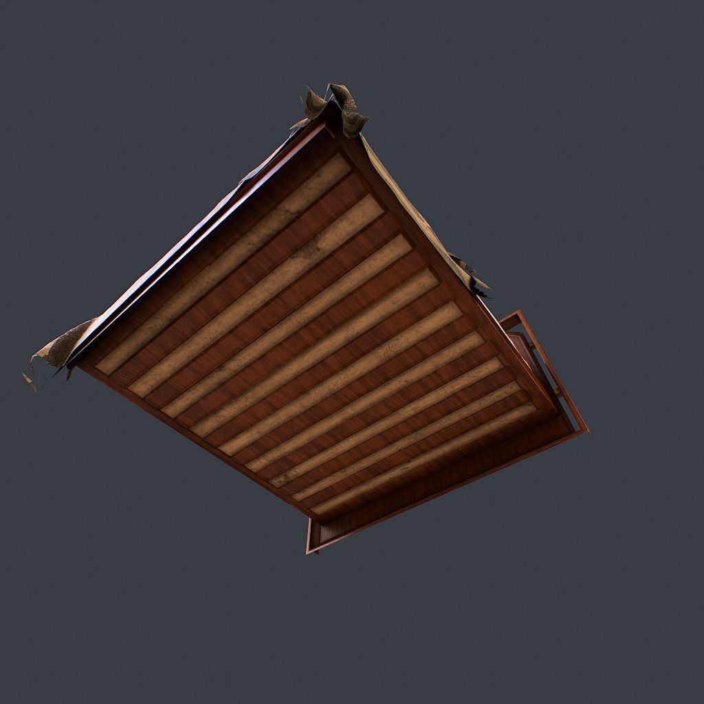 Retro Bed Low-poly 3D model_8