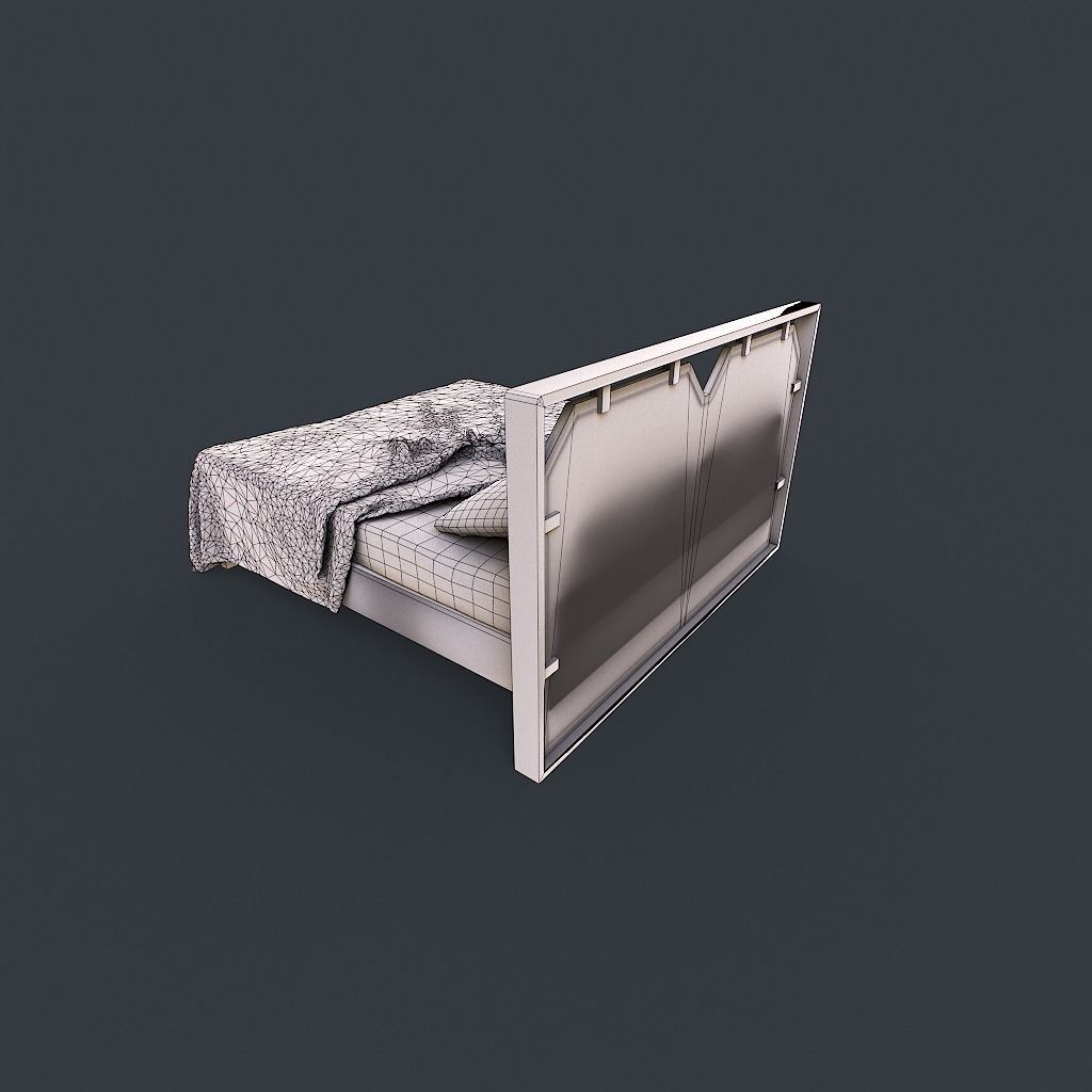 Retro Bed Low-poly 3D model_16