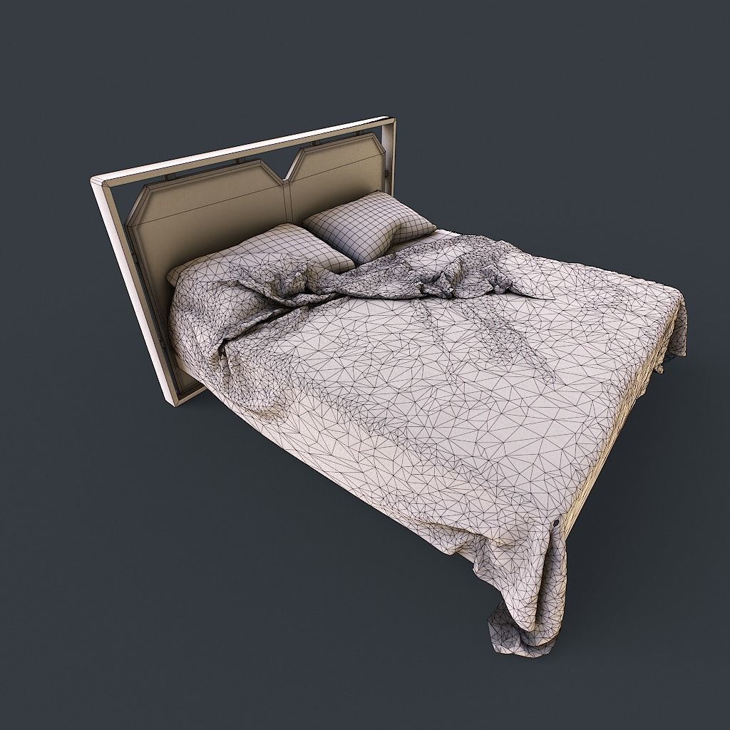 Retro Bed Low-poly 3D model_14