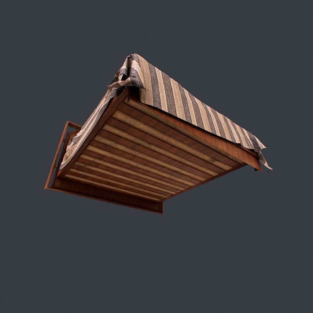 Retro Bed Low-poly 3D model_9