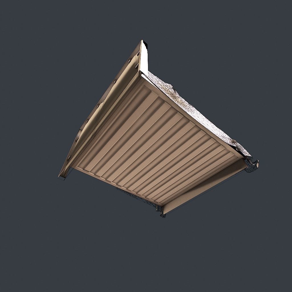 Retro Bed Low-poly 3D model_17