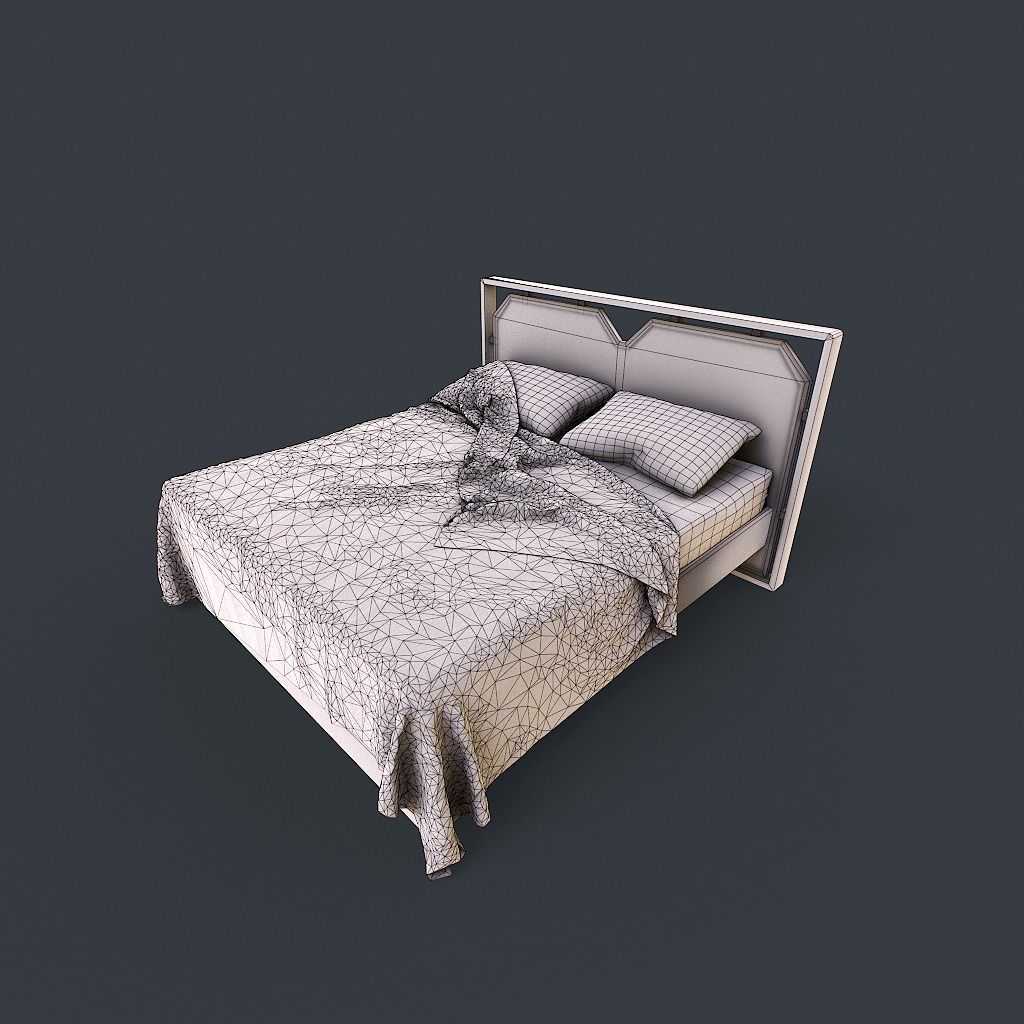 Retro Bed Low-poly 3D model_13