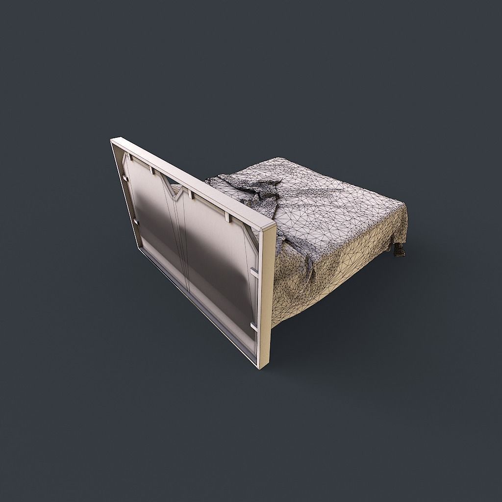 Retro Bed Low-poly 3D model_15