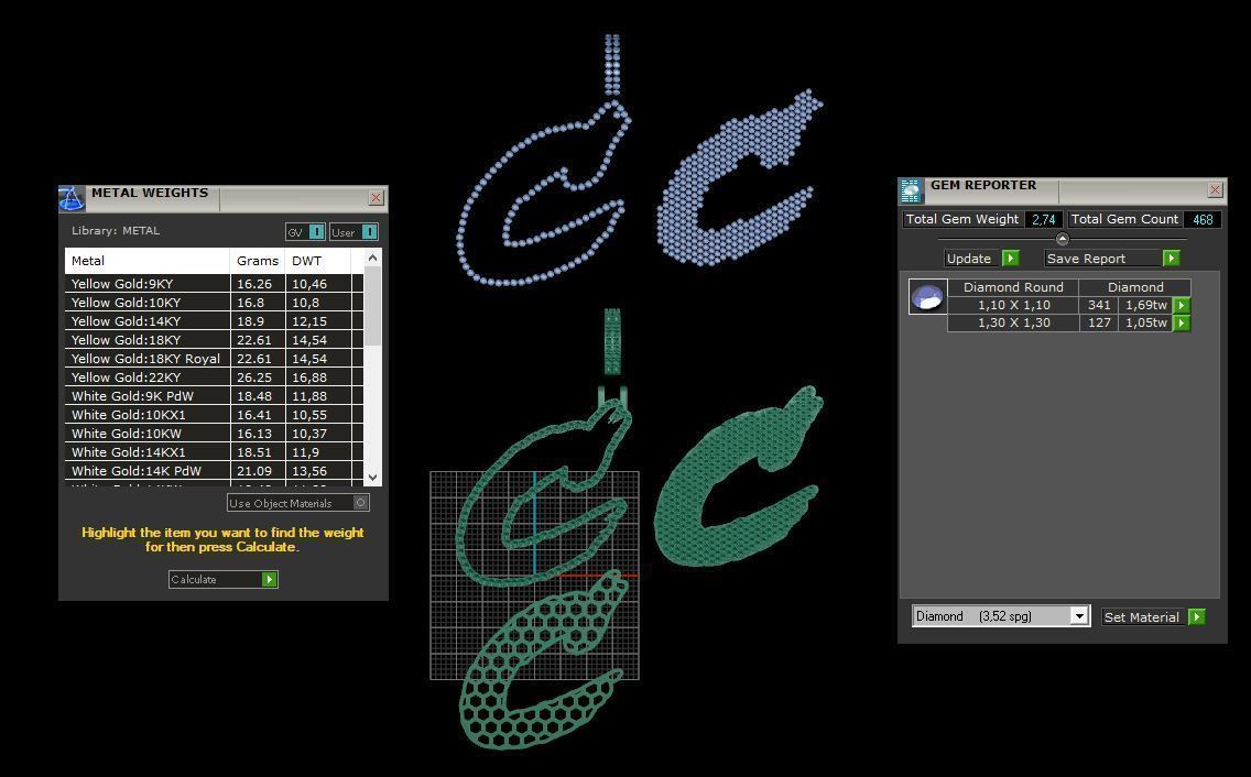 C PAVE LETTER FONT 2 Options 3D print model_6