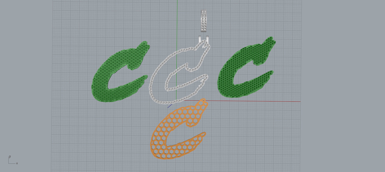 C PAVE LETTER FONT 2 Options 3D print model_13