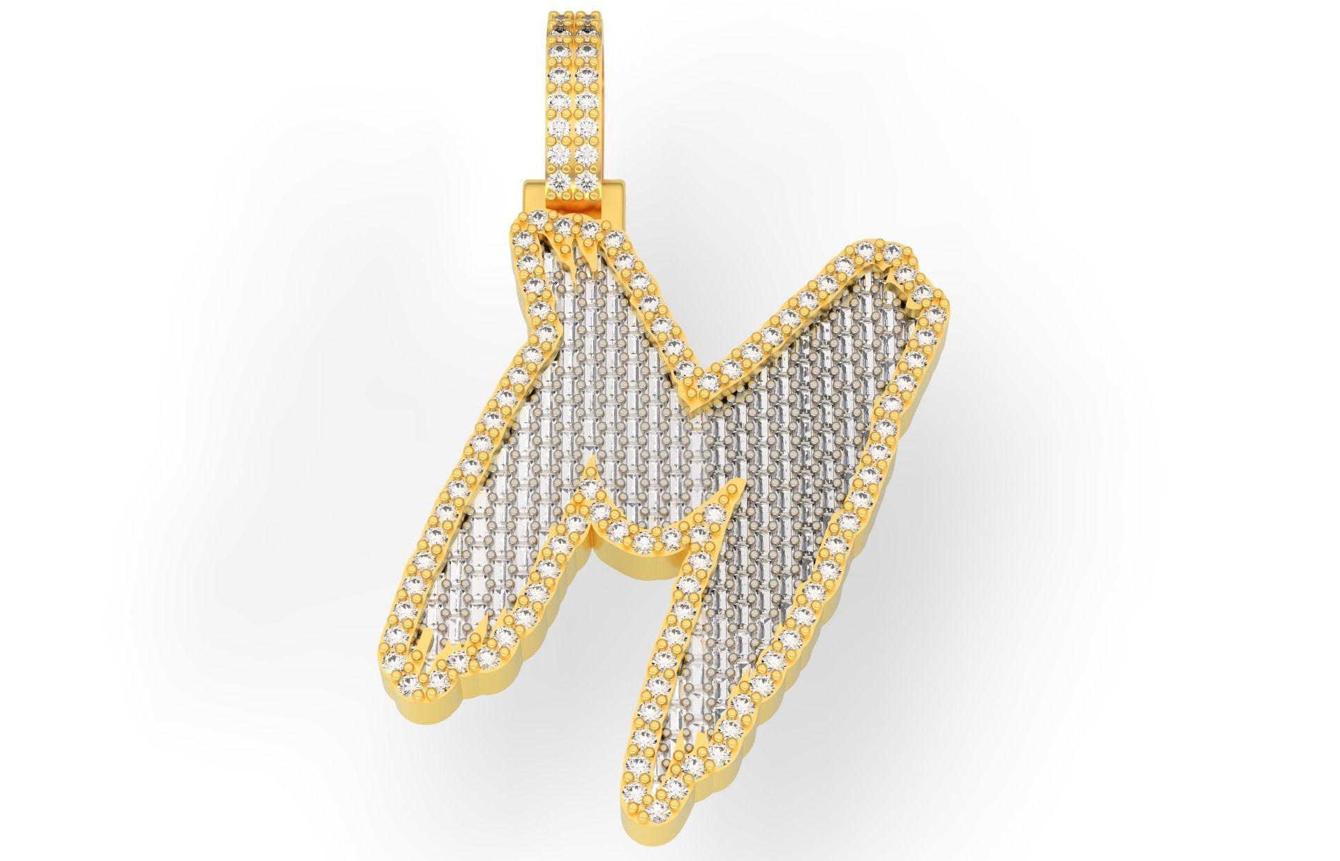 M PAVE LETTER FONT 2 Options 3D print model_1