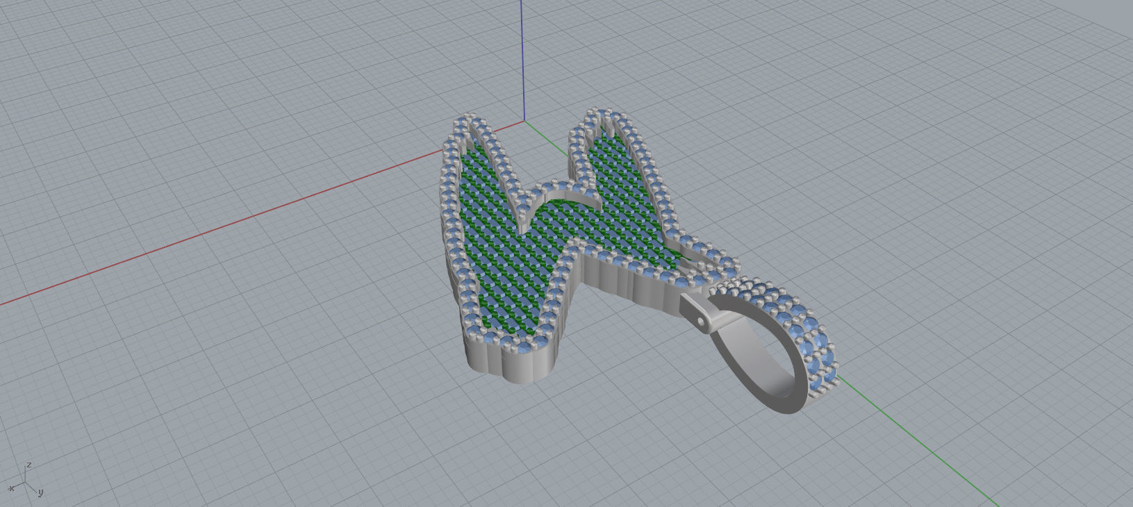 M PAVE LETTER FONT 2 Options 3D print model_10