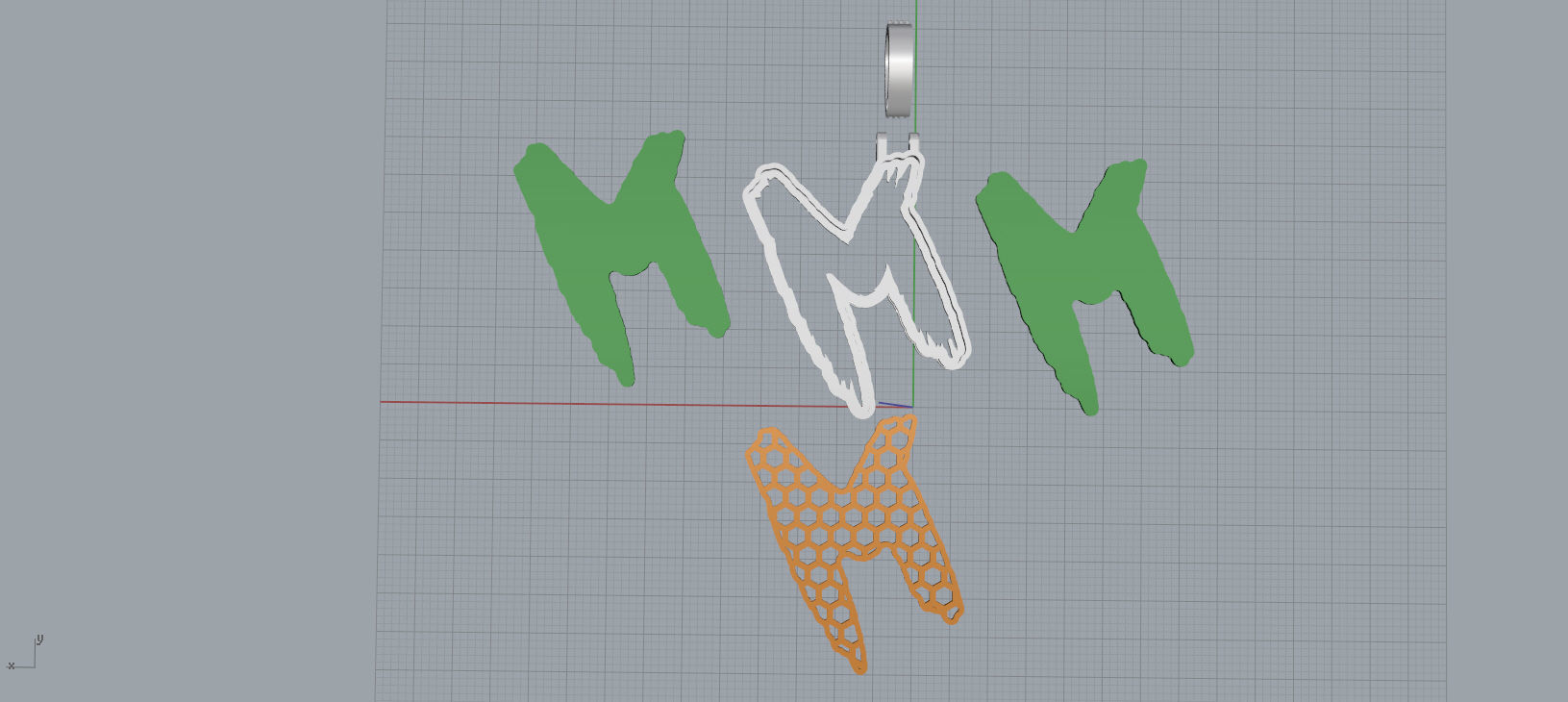 M PAVE LETTER FONT 2 Options 3D print model_14