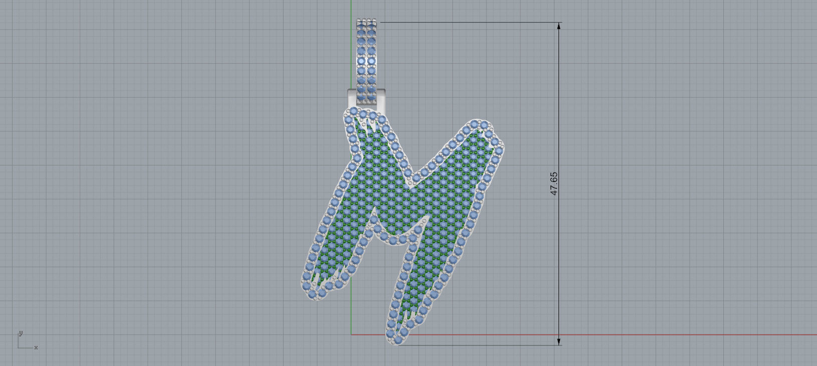 M PAVE LETTER FONT 2 Options 3D print model_7