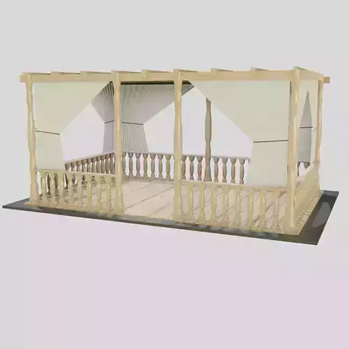 Pergola wooden gazebo with curtains