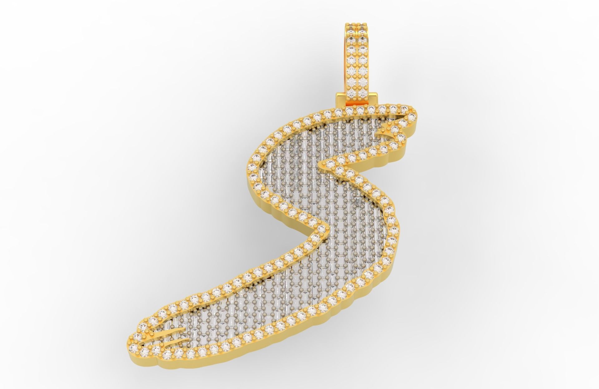 S PAVE LETTER FONT 2 Options 3D print model_1