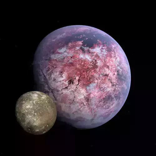 Purple Planet with Moon - Alien Planet 8k  Low-poly 3D model