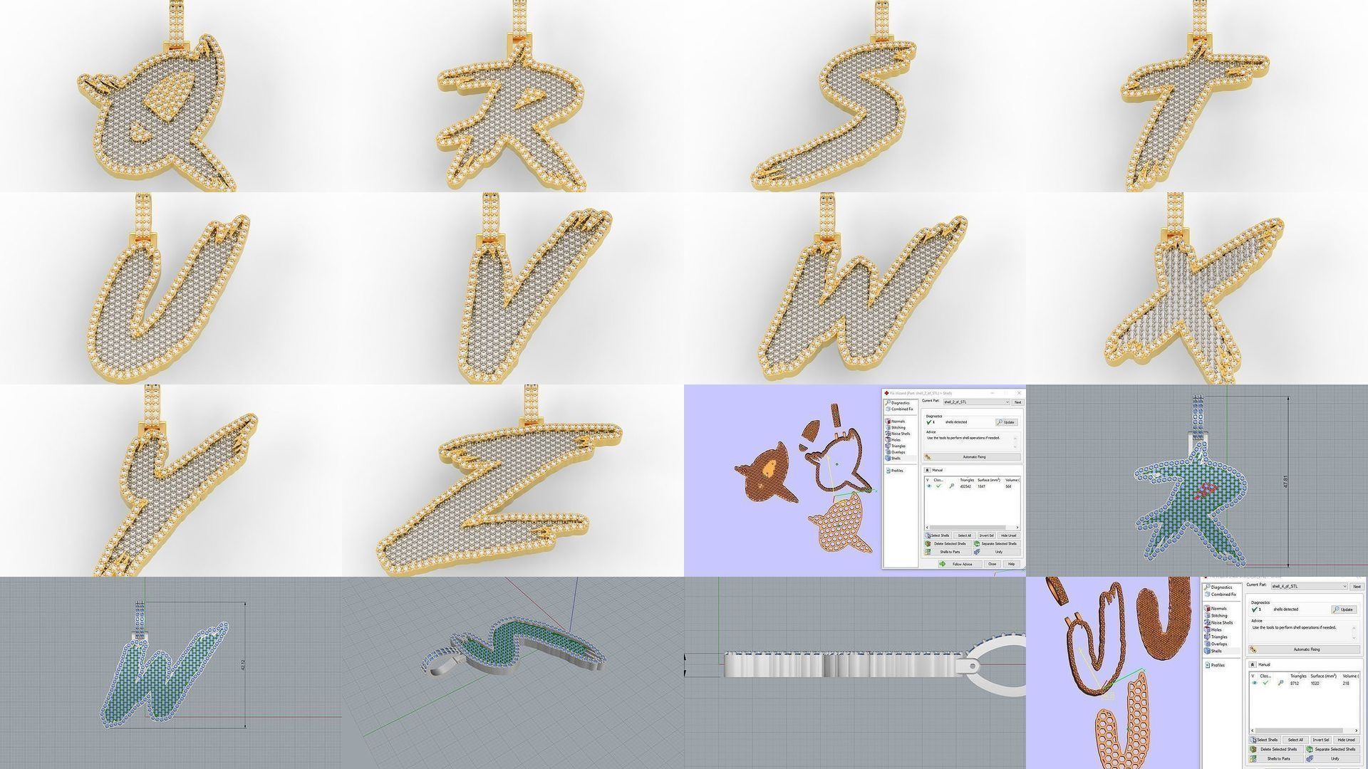 A-Z PAVE LETTER FONT 2 Options 3D Model Collection_1